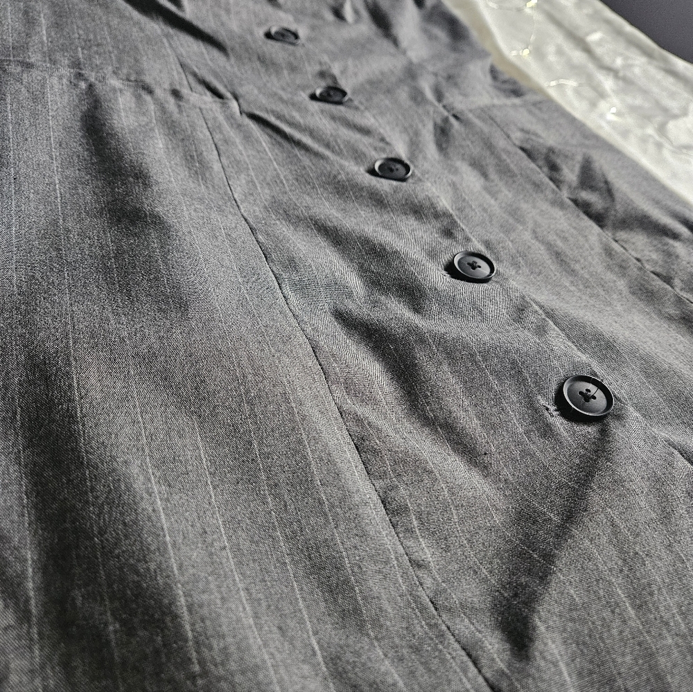 Gray Button-Down Pin Stripe Dress - Picture 5 of 5
